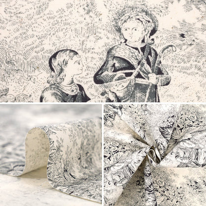 [Quantity from 5] Fabric "Broad Jouy Charcoal YUZ-934-1" 【Yuzawayaoriginal】