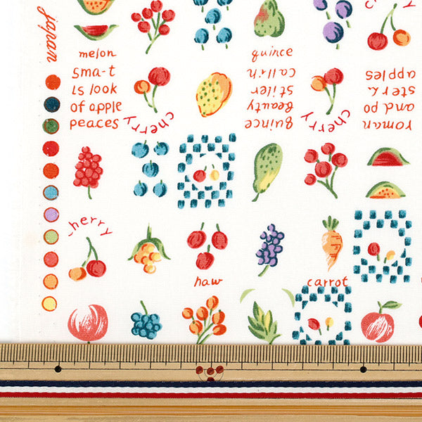 [Quantity from 5] Fabric "Broad Fruit Multi x Red YUZ-935-2" 【Yuzawayaoriginal】