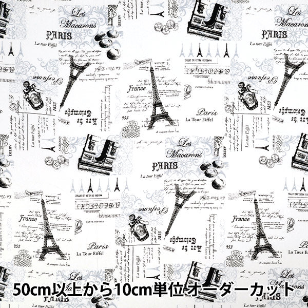 [Quantity from 5] Fabric 『Broad Paris White YUZ-936-4" 【Yuzawayaoriginal】
