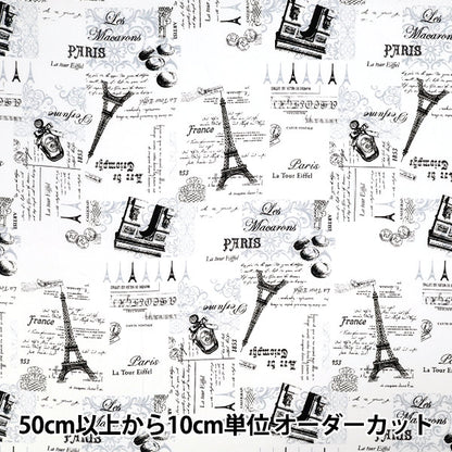 [Quantity from 5] Fabric 『Broad Paris White YUZ-936-4" 【Yuzawayaoriginal】
