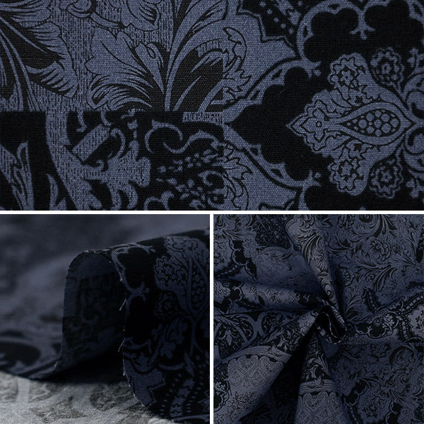 [Quantity from 5] Fabric "Broad Calico Blue x Navy YUZ-939-1" 【Yuzawayaoriginal】