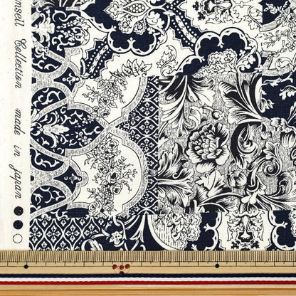 [Quantity from 5] Fabric "Broad Calico White x Navy YUZ-939-2" 【Yuzawayaoriginal】