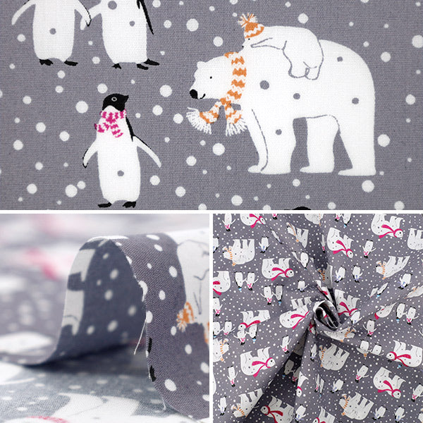 [Quantity from 5] Fabric "Broad Penguin Gray YUZ-940-1" 【Yuzawayaoriginal】