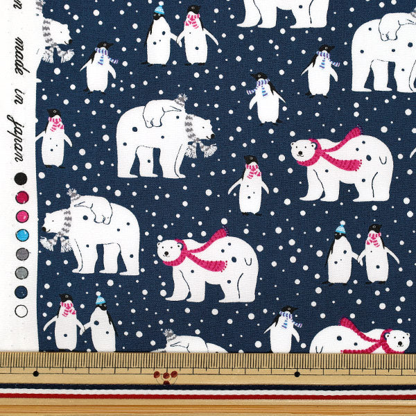 [Quantity from 5] Fabric “Broad Penguin Navy YUZ-940-2" 【Yuzawayaoriginal】