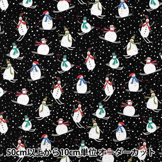 [Quantity from 5] Fabric “Broad Snowman Black YUZ-941-1" 【Yuzawayaoriginal】