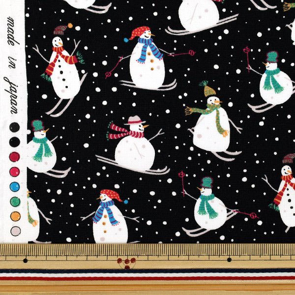 [Quantity from 5] Fabric “Broad Snowman Black YUZ-941-1" 【Yuzawayaoriginal】
