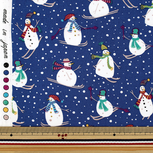 [Quantity from 5] Fabric “Broad Snowman Blue YUZ-941-2" 【Yuzawayaoriginal】