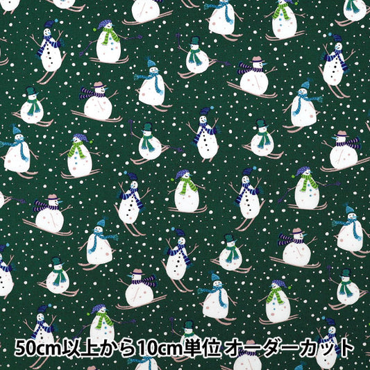 [Quantity from 5] Fabric “Broad Snowman Green YUZ-941-3" 【Yuzawayaoriginal】
