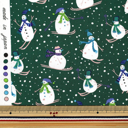 [Quantity from 5] Fabric “Broad Snowman Green YUZ-941-3" 【Yuzawayaoriginal】