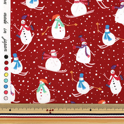 [Quantity from 5] Fabric “Broad Snowman Red YUZ-941-4" 【Yuzawayaoriginal】