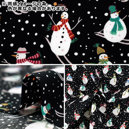 [Quantity from 5] Fabric “Broad Snowman Red YUZ-941-4" 【Yuzawayaoriginal】