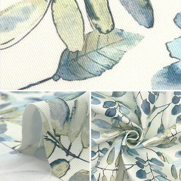 [From quantity 5] Fabric "Super water-repellent twill botanical leaf that flies very water TWTC-WAFC-BL" 【Yuzawayaoriginal】