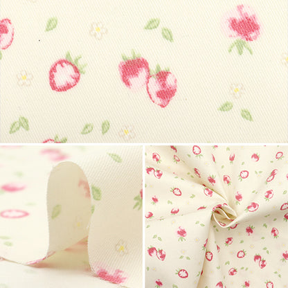 [Quantity starting from 5] Fabric "Super water-repellent twill that repels water, white, strawberry" 【Yuzawayaoriginal】