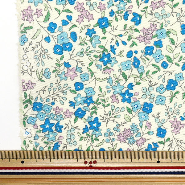 [Quantity starting from 5] Fabric "A super water-repellent twill that repels water very much, Little Flower Garden Blue TWTC-LF-BL" 【Yuzawayaoriginal】