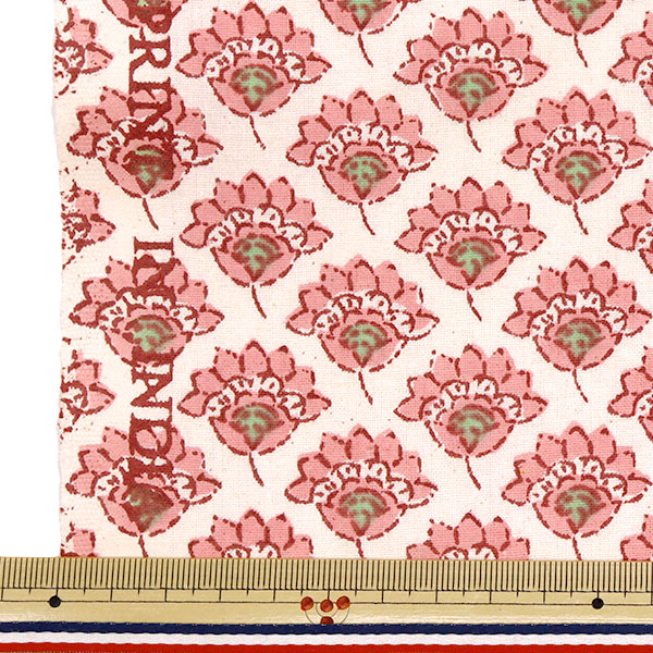 [Quantity starting from 5] Fabric "IndiaSheetingPrinted floral pattern beige x pink RAM-SHE-25A"