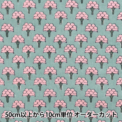 [Quantity starting from 5] Fabric "IndiaSheetingPrinted floral pattern gray x pink RAM-SHE-25D"