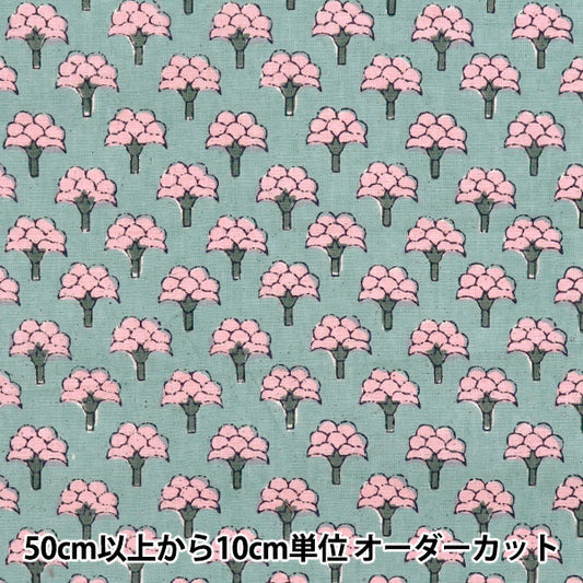 [Quantity starting from 5] Fabric "IndiaSheetingPrinted floral pattern gray x pink RAM-SHE-25D"