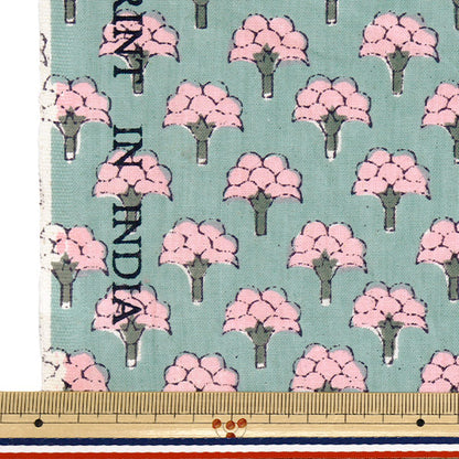 [Quantity starting from 5] Fabric "IndiaSheetingPrinted floral pattern gray x pink RAM-SHE-25D"