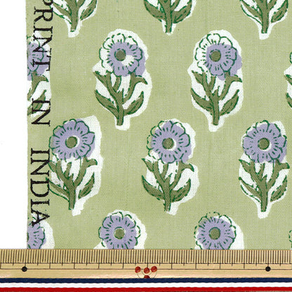 [Quantity starting from 5] Fabric "IndiaSheetingPrinted floral pattern green x purple RAM-SHE-25I"