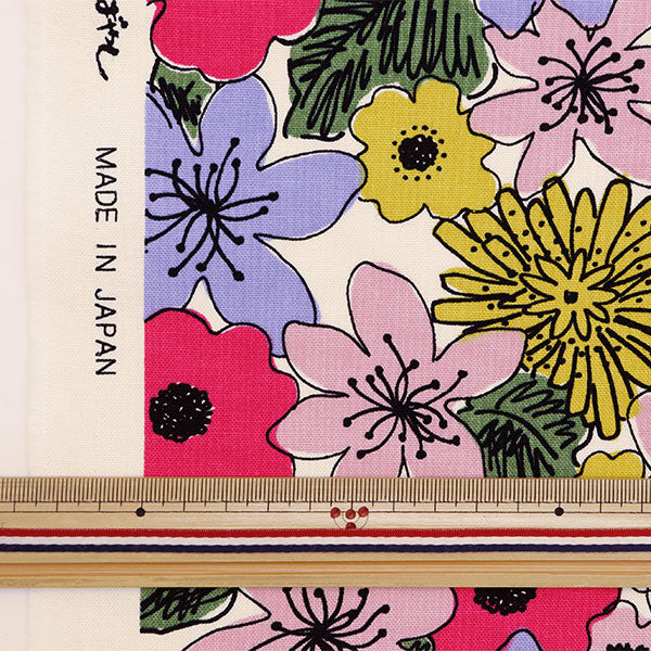 [From quantity 5] Fabric "Ukono's cloth cotton linen canvas floral pattern multi UP5929-A" COTTON KOBAYASHI