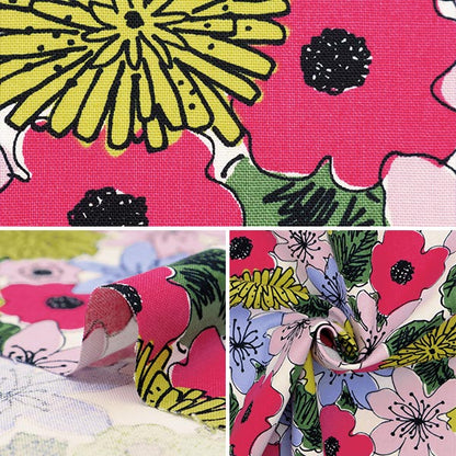 [From quantity 5] Fabric "Ukono's cloth cotton linen canvas floral pattern multi UP5929-A" COTTON KOBAYASHI