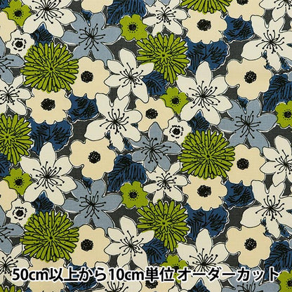 [From quantity 5] Fabric "Ukono's cloth cotton linen canvas floral pattern yellow x gray Up5929-YEGY" COTTON KOBAYASHI