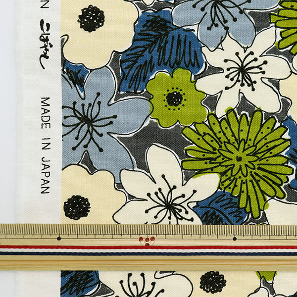 [From quantity 5] Fabric "Ukono's cloth cotton linen canvas floral pattern yellow x gray Up5929-YEGY" COTTON KOBAYASHI