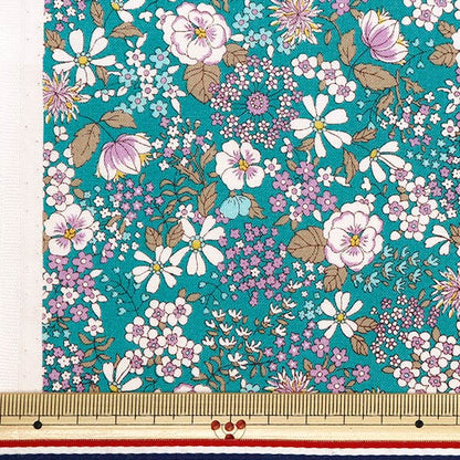 [From quantity 5] Fabric 『Sheeting Elegant Flower Blue Green ACS1095-A" COTTON KOBAYASHI