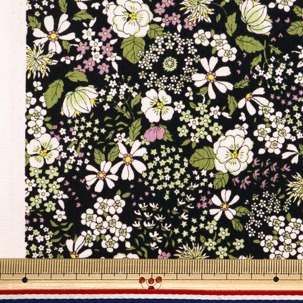 [From quantity 5] Fabric 『Sheeting Elegant Flower Black ACS1095-D" COTTON KOBAYASHI