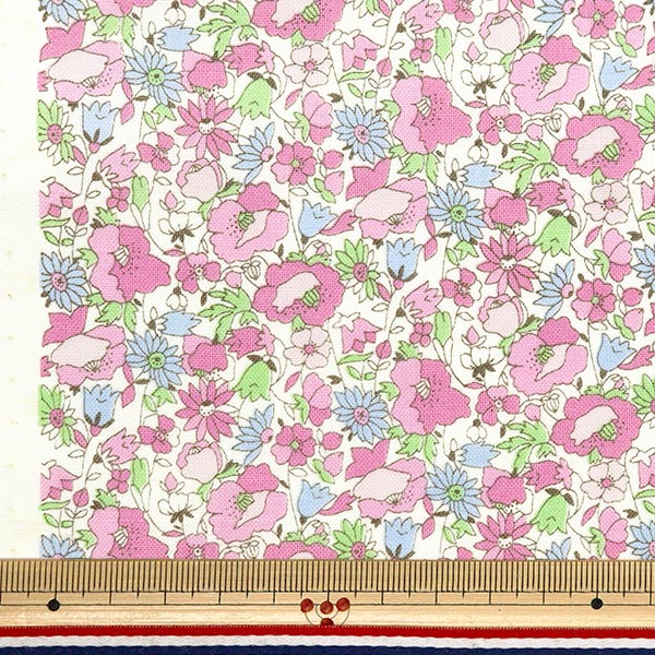 [From quantity 5] Fabric 『Sheeting Poppy Garden Pink ACS1096-A" COTTON KOBAYASHI