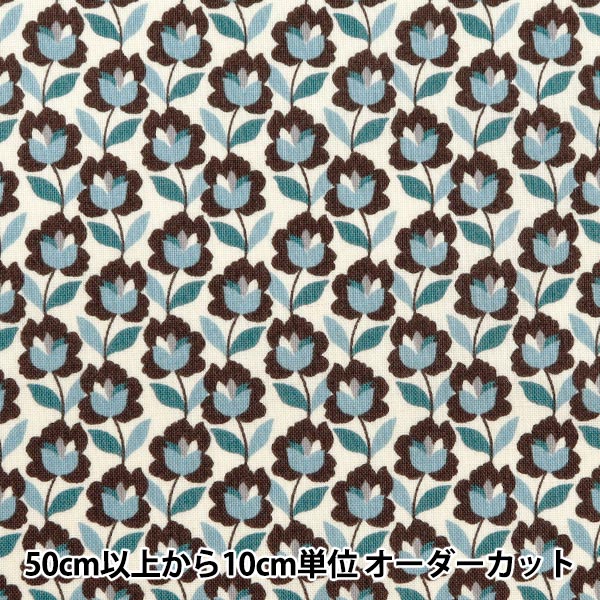 [From quantity 5] Fabric 『Sheeting Modern Rose Blue ACS1099-B" COTTON KOBAYASHI