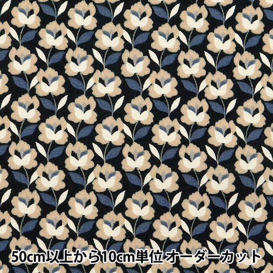 [From quantity 5] Fabric 『Sheeting Modern Rose Navy x Beige ACS1099-C" COTTON KOBAYASHI