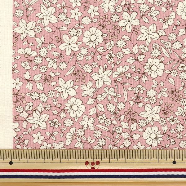[Quantity starting from 5] Fabric 『Sheeting White Flower Pink ACS1098-A" COTTON KOBAYASHI