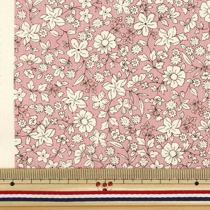[Quantity starting from 5] Fabric 『Sheeting White Flower Pink ACS1098-A" COTTON KOBAYASHI