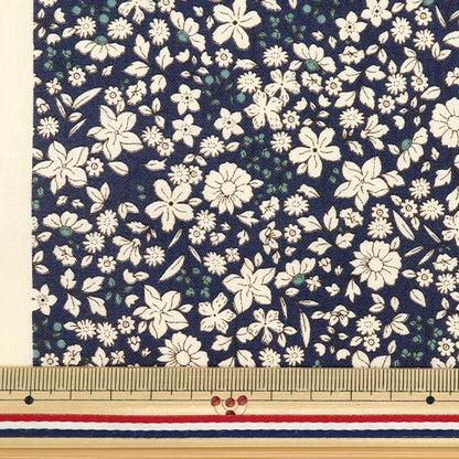 [Quantity starting from 5] Fabric 『Sheeting White Flower Navy ACS1098-C" COTTON KOBAYASHI