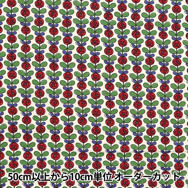 [Quantity starting from 5] Fabric 『Sheeting Mini Rose Off-White x Red ACS1097-A" COTTON KOBAYASHI