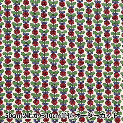 [Quantity starting from 5] Fabric 『Sheeting Mini Rose Off-White x Red ACS1097-A" COTTON KOBAYASHI