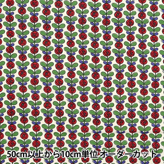 [Quantity starting from 5] Fabric 『Sheeting Mini Rose Off-White x Red ACS1097-A" COTTON KOBAYASHI