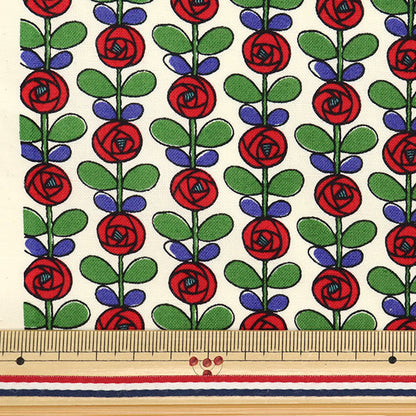 [Quantity starting from 5] Fabric 『Sheeting Mini Rose Off-White x Red ACS1097-A" COTTON KOBAYASHI