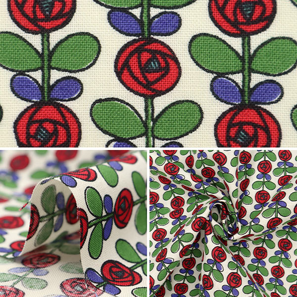 [Quantity starting from 5] Fabric 『Sheeting Mini Rose Off-White x Red ACS1097-A" COTTON KOBAYASHI