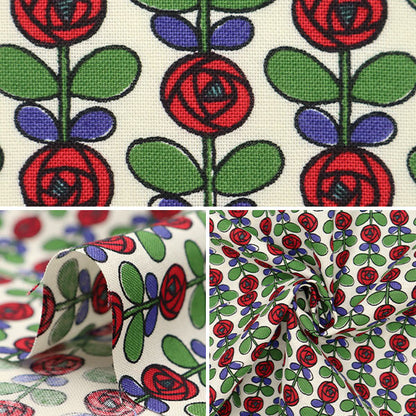 [Quantity starting from 5] Fabric 『Sheeting Mini Rose Off-White x Red ACS1097-A" COTTON KOBAYASHI