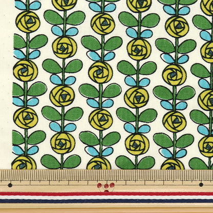 [Quantity starting from 5] Fabric 『Sheeting Mini Rose Off-White x Yellow ACS1097-B" COTTON KOBAYASHI