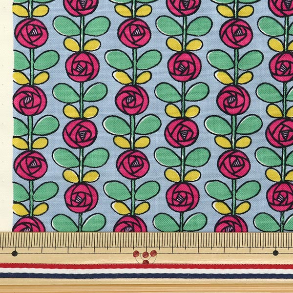 [Quantity starting from 5] Fabric 『Sheeting Mini Rose Gray x Red ACS1097-C" COTTON KOBAYASHI