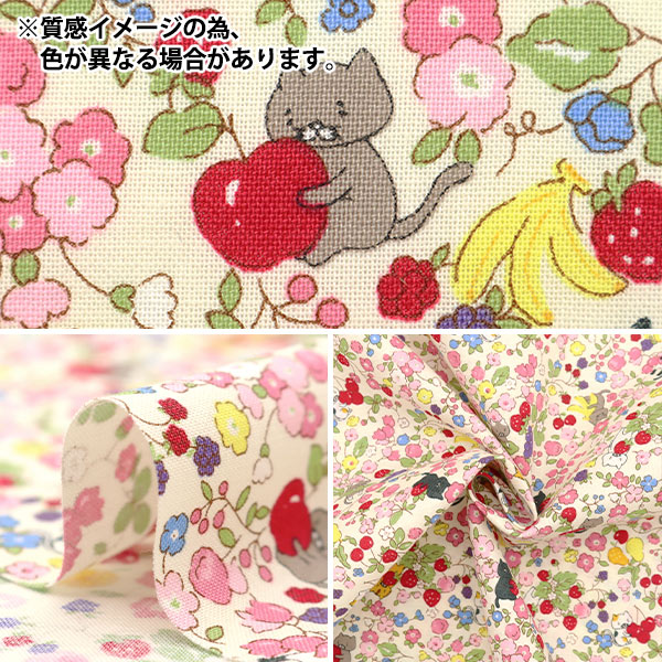 [数量从5开始] 织物 『板材织物 猫和果味花萨克斯管ACS1100-C" COTTON KOBAYASHI