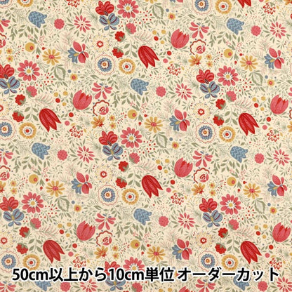 [Quantity starting from 5] Fabric 『Sheeting Botanical Garden Red ACS1105-A" COTTON KOBAYASHI