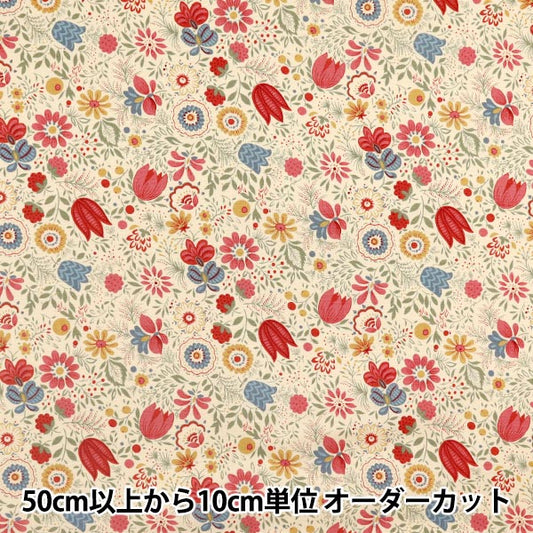 [Quantity starting from 5] Fabric 『Sheeting Botanical Garden Red ACS1105-A" COTTON KOBAYASHI