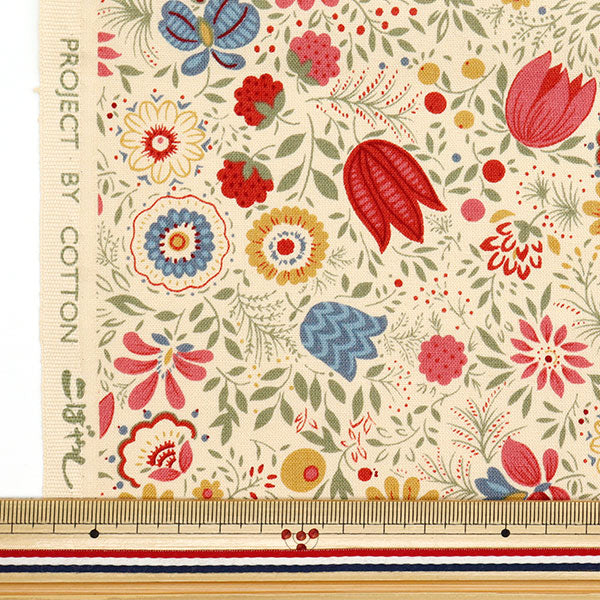 [Quantity starting from 5] Fabric 『Sheeting Botanical Garden Red ACS1105-A" COTTON KOBAYASHI
