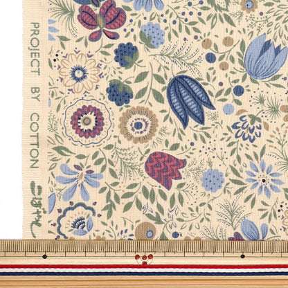 [Quantity starting from 5] Fabric 『Sheeting Botanical Garden Blue ACS1105-B" COTTON KOBAYASHI