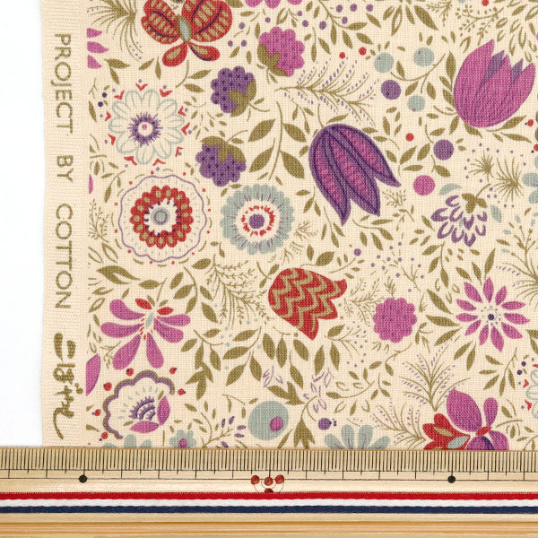 [Quantity starting from 5] Fabric 『Sheeting Botanical Garden Purple ACS1105-D" COTTON KOBAYASHI