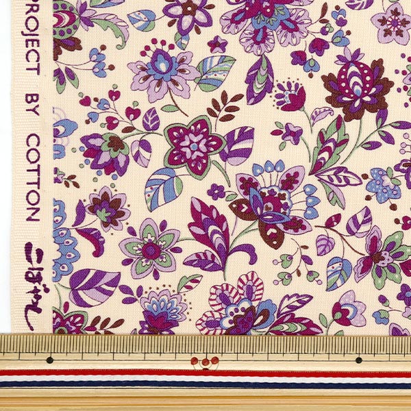 [Quantity starting from 5] Fabric 『Sheeting Ethnic Garden Purple ACS1106-D" COTTON KOBAYASHI